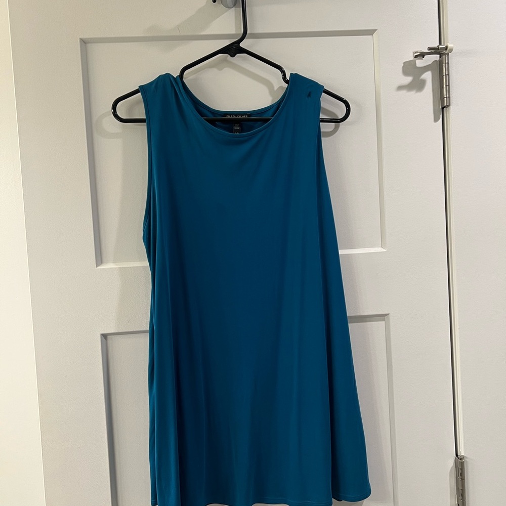 Stretch silk jersey ballet neck tank top.